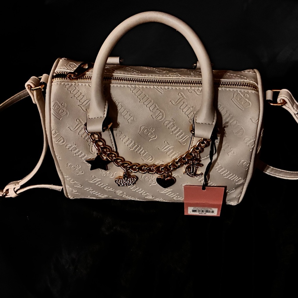Juicy Couture Cream Satchel with Gold Hardware